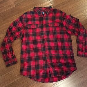 George Red & Black Plaid Flannel Shirt